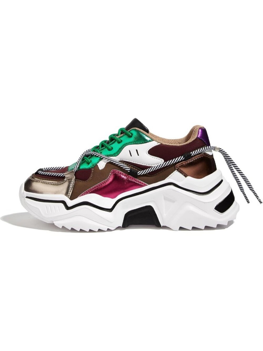 Women's Brown/Multi Colorful Stylish Platform Fashion Chunky Walking Sneaker